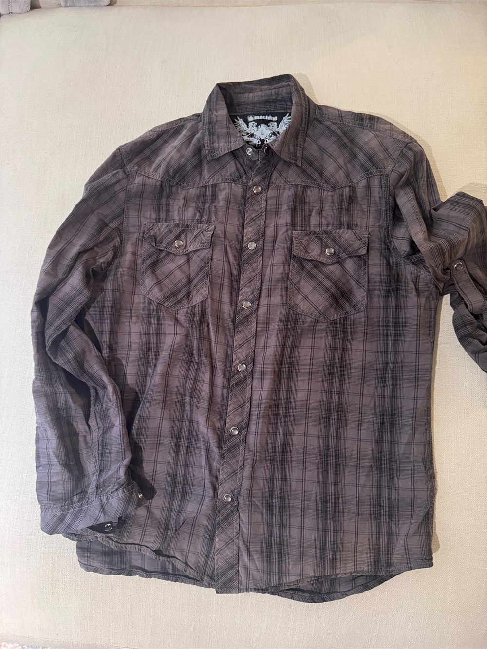Machine Men's Gray Plaid Button-Down Shirt